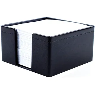 DELMON VARONE - Zettelkasten aus veganem Kunstleder Schwarz- Zettelbox inkl. 500 Blatt Papier - Notizzettelbox in für Schreibtisch & Büro - Notizzettel Box zum Notieren von Gedanken, Ideen & Notizen