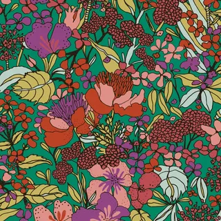 Bricoflor Bunte Tapete mit Blumen Florale 60er und 70er Vliestapete für Esszimmer und Wohnzimmer Retro Blumentapete im Grafik Design