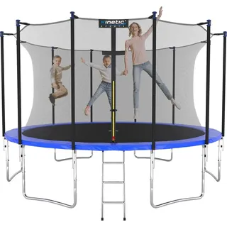 Kinetic Sports Trampolin Outdoor Salto 430 cm inkl. Sicherheitsnetz und Leiter Blau