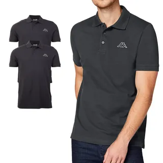 Kappa Herren Polo Shirt VENIST im 2er Pack in M - 5XL | Polo-Hemd mit Logodruck | Basic Poloshirts für Männer | Kurzarm Polo für Sport, Freizeit und Büro - L