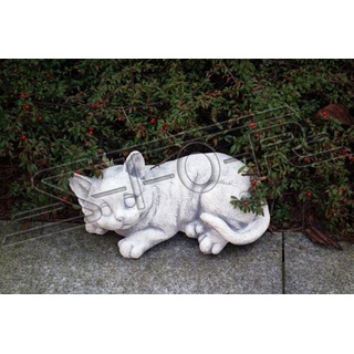 JVmoebel Skulptur Garten Dekoration Katze Terrasse Stein Figuren Figur Deko Statue weiß