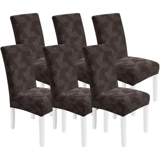 Stuhlhussen 6er Set, Stretchbezug Für Hochlehner, Braun, Kratzfest, Waschbar