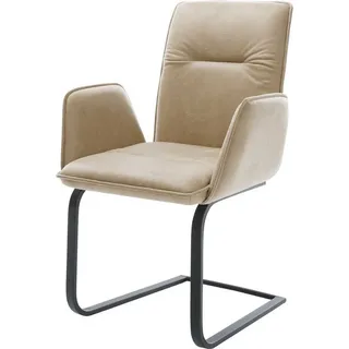 DELIFE Polsterstuhl Vinja-Flex, Freischwinger flach Schwarz Mikrofaser Beige Vintage beige|weiß