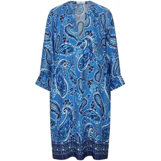 Kleid V-Öffnung am Rundhals-Ausschnitt Peter Hahn blau, 38
