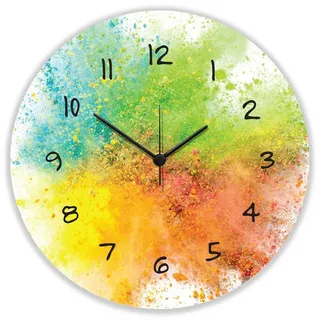 GRAVURZEILE Wanduhr GRAVURZEILE Wanduhr aus Holz Splash Love - Geräuscharm kein Ticken bunt