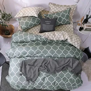 Bettwäsche-set (200 X 200 Cm) Mit Kissenbezügen, Polyester-bettbezug Mit Reißverschluss, Bettwäsche Aus 100 % Mikrofaser, Skandinavischer Stil, Dunkelgrün, Für Erwachsene