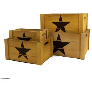 Hti-Living Aufbewahrungsbox Holzkisten-Set 4 Größen 4-tlg. braun