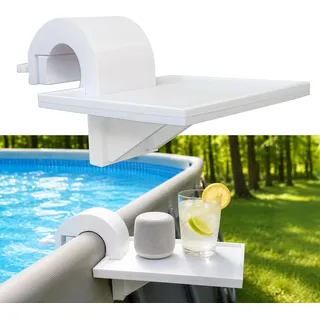 Pool Ablage Tablett für Pool Pooltisch & Getränkehalter zum Einhängen, Poolbar Organizer für Getränke, Handy & Lautsprecher – Pool Zubehör für Aufstellpool, Rundpool, Frame Pool & Whirlpool Schwimmbad