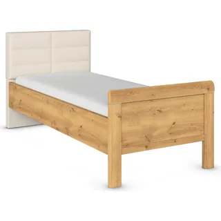 Rauch Bett RAUCH "Bett Einzelbett Stollenbett EVELYN", braun (asteiche), B:99cm H:100cm L:214cm, Betten, Bett, in Komforthöhe mit Polsterkopfteil in elegantem Stil MADE IN GERMANY