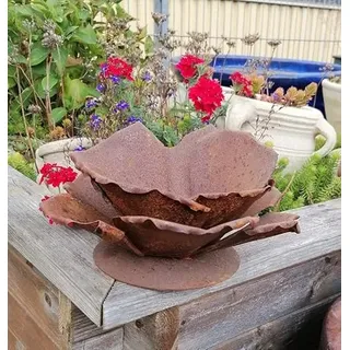 terracotta-toepfe-de Große Blüte ca. 30 cm aus Metall in Edelrost, Rost Deko für Garten und Wohnung Pusteblume Blüte