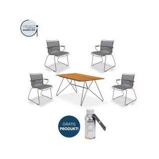 Houe Set aus SKETCH Dining Table und 4x Click Dining Chair mit Bambusarmlehnen