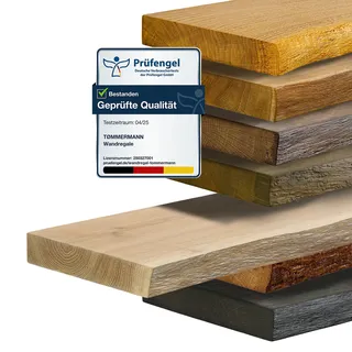 tømmermann Wandregal Schweberegal massiv Eiche - Bücherregal Holz Regal mit Baumkante Hängeregal Regalbrett aus massivholz Wandboard deko Regal Wand Shelf | 40 cm breit Farbe Weißöl