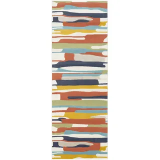 livabliss HOUSTON Kurzflorteppich 80 x 220 cm Beige/Blau/Orange