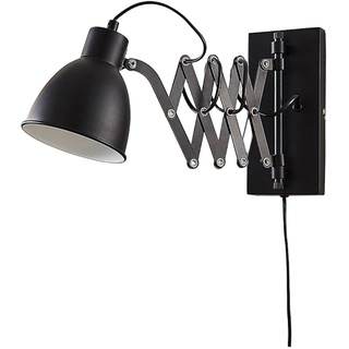 Lindby ausziehbare Wandlampe/Wandleuchte schwarz Metall mit Scherenarm, Leselampe drehbar, schwenkbar, Nachttischlampe Wand, Ziehharmonika Lampe 1 flammig, Scherenlampe