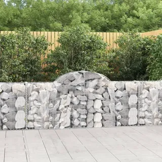 Hovothy Gabione mit Hochbogen Drahtkorb Gartenmauer Steinwand Gabionen Zaun für Mauersteine Gabionenkörbe Gabionenwand Gabionenkorb Steinkorb Silber 200x30x100 cm Verzinktes Eisen