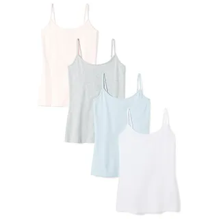 Amazon Essentials Women's Slim Fit Camisole 4er Pack, Light Blue/Light Grey Heather/Pale Pink/White, XXL