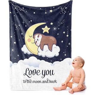 ZQYMM Personalisierte Babydecke Kinderdecke mit eigenen Namen, Individuelle Baby Decke Namensdecke Personalisierte Kuscheldecke Faultier Geschenk für Mädchen und Junge