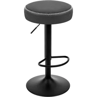 EUGAD Barhocker drehbar, runder Hocker höhenverstellbar, Küchenhocker mit Fußstütze, Tresenhocker Vintage-Kunstleder, für Bar Kücheninsel Bistro, Anthrazit, 1086BY-1