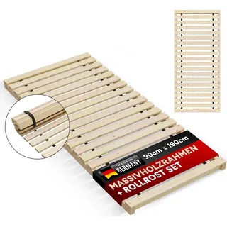 starrer Lattenrost, Rahmen inkl Rollrost bis 300Kg Flächenlast Breite 90 cm Länge 190 cm Marke " TUGA - Holztech "