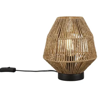 Reality Leuchten LED Nachttischlampe, Dimmfunktion, LED wechselbar, warmweiß, klein-e Fensterlampe Fensterbank Boho Lampenschirm aus Papier beige