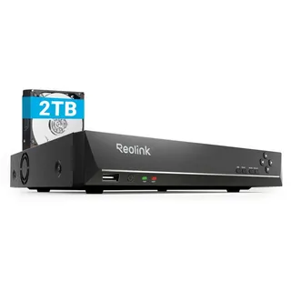 Reolink RLN8-410, 8CH PoE NVR Überwachungssystem Rekorder mit 2TB Festplatte, 24/7-Aufzeichnung Innen & Außen, Max. 8 Reolink Überwachungskameras