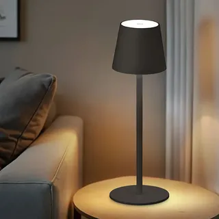 Beistellleuchte Tischlampe Nachttischleuchte LED Touchdimmer Akku USB schwarz