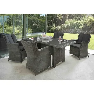 Destiny Sitzgruppe LUNA 4 Sessel + Tisch 165x90x75cm, Polyrattan, vintage grau