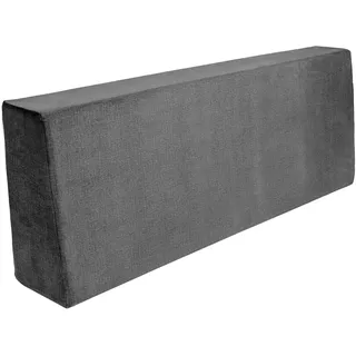 TexDeko BeSmart Rückenkissen 120x43x20/15cm für Palettenkissen mit Abperleffekt Samt-Stoff Bezug mit Reißverschluss waschbar für Palettenpolster (Grau)