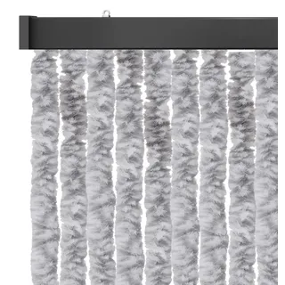 Arsvita Insektenschutzvorhang 120x200 cm (Breite x Länge) Flauschvorhang in Hellgrau meliert für Camping, Terrasse, Pavillon oder Balkontür, Fadengardine Ø4cm