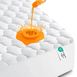Utopia Bedding Gesteppte wasserdichte Matratzenauflage, Matratzenauflage, Wasserdichter Matratzenschoner, Dehnbar Bis zu 38 cm (Weiß, 99 x 190 + 40 cm)