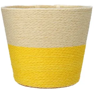 INNA-Glas Blumenkorb NERIONKO Duo, beige-gelb, 13 cm, Ø 15,5 cm - Pflanzkorb/Deko Topf
