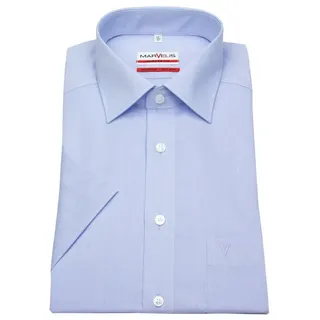 MARVELIS Kurzarmhemd Modern Fit leicht tailliert Kentkragen blau 38