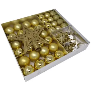 ToCi Christbaumschmuck 45 tlg. Set Weihnachtskugeln Gold Christbaumkugeln Baumschmuck goldfarben