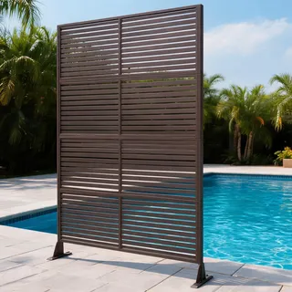 Towallmark Sichtschutzwand Metall freistehend, 180 x 117 cm, Dekorativer Sichtschutz für Garten, Terrasse & Balkon, Outdoor Paravent Trennwand
