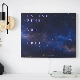 WordClock Jupiter Beyond Space - elegante Wortuhr in Deutsch - LED Wanduhr - Blau