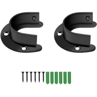CHSEROK 2 Stück Gardinenstange Halterung, 38 mm Gardinenstangen Halterung, Schwarzer Edelstahl Gardinenstangenhalter, Kleiderstange Schrank