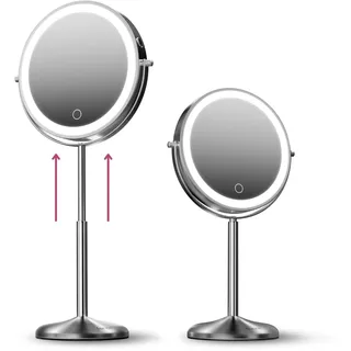 Fancii 8 Zoll beleuchteter Make-up-Spiegel mit Vergrößerung, 10-fach/1-fach – höhenverstellbar, wiederaufladbar, doppelseitiger LED-Kosmetikspiegel mit Licht und Ständer, 360° drehbar (Hailey)