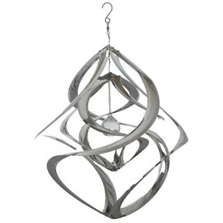 Kaufhaus le petit Windspiel Deko Windspiel doppel Hurrikan Kugel Edelstahl Rostfrei Windrad 44cm, Wind Dancer Twister Handarbeit Wetterfest Frostfest UV-Beständig
