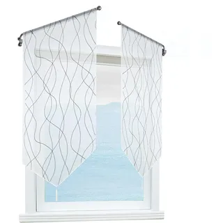 ESLIR Scheibengardine Transparent Bistrogardine Küche Gardinen Weiß mit Tunnelzug Panneaux Wohnzimmer Schwarz HxB 90x60cm 1 Stück