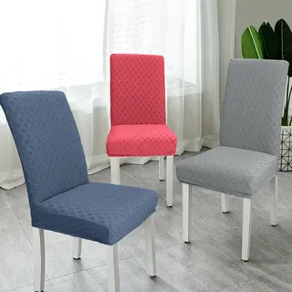 Dehnbarer Und Abnehmbarer Stuhlbezug, Waschbar, Jacquard-rautenmuster, Grau, Ideal Für Zuhause, Partys, Hotels Und Hochzeiten.
