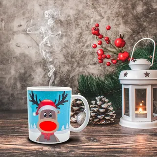 Mad Monkey Rentier Tasse 0,3 l Weiß