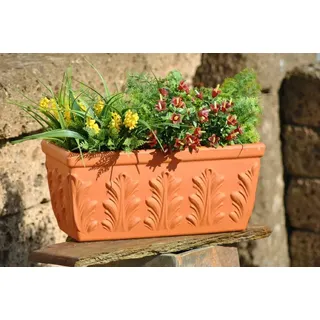 GartenGees Pflanzkasten,Blumenkasten,Terracotta,Blattmuster,frostfest,3 Größen wählbar (30 cm)