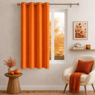MIULEE Verdunklungsvorhänge Thermovorhang mit Ösen Blickdicht Orange | 140x160cm 1 Stück Blickdichter Thermostoff für Wohnzimmer und Schlafzimmer, hilft Licht, Hitze und Kälte zu reduzieren.
