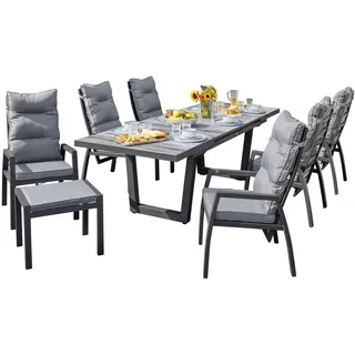 LC Garden Bondino Dining Set XIII Sitzgruppe Gartenset Anthrazit eckig