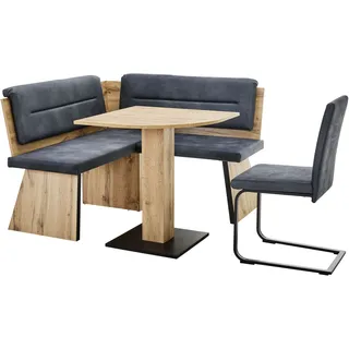 massivline & more Eckbankgruppe MASSIVLINE & MORE "Treviso", grau (braun, anthrazit, letto 99, appalachian oak), B:130cm H:89cm T:50cm, Holzwerkstoff, Metall, Stoff, Sitzmöbel-Sets, Eckbankgruppe, besteht aus Tisch, Eckbank, Freischwinger