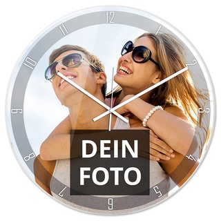 PhotoFancy® - XXL Uhr mit Foto Bedrucken - Fotouhr aus Acrylglas - Wanduhr mit eigenem Motiv selbst gestalten