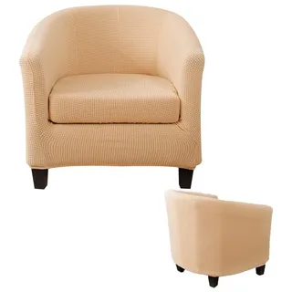 BTTO Stuhlhusse Sesselhusse Wannenstuhlauflage mit Samtstoff,Loungesessel beige