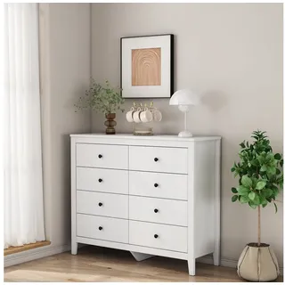 OTTO home Schubkastenkommode Borkum Sideboard Anrichte mit 6 Schubladen Landhaus weiß (schwarze Griffe aus Metall), Kommode Schrank Wäscheschrank mit 8 Schubladen weiß