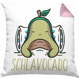 Trendation Avocado Schlaf Kissen mit Füllung 40x40 Pyjama Geschenk Lustig Witzige Geschenkideen (Rosa)