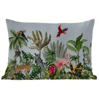 MuchoWow Dekokissen Dschungel - Flamingo - Affe - Jungen - Mädchen - Kinder, Outdoor-Dekorationskissen, Kissen, Kissenbezug, 60x40 cm bunt 60 cm x 15 cm x 40 cm